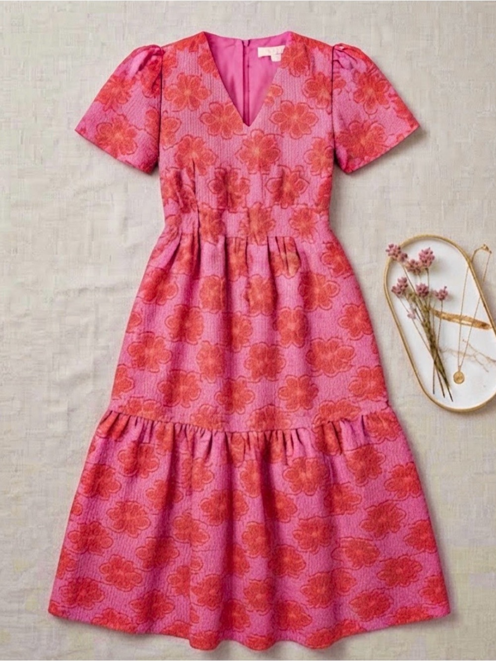 Uncle Frank Pink coral clip daisy dress